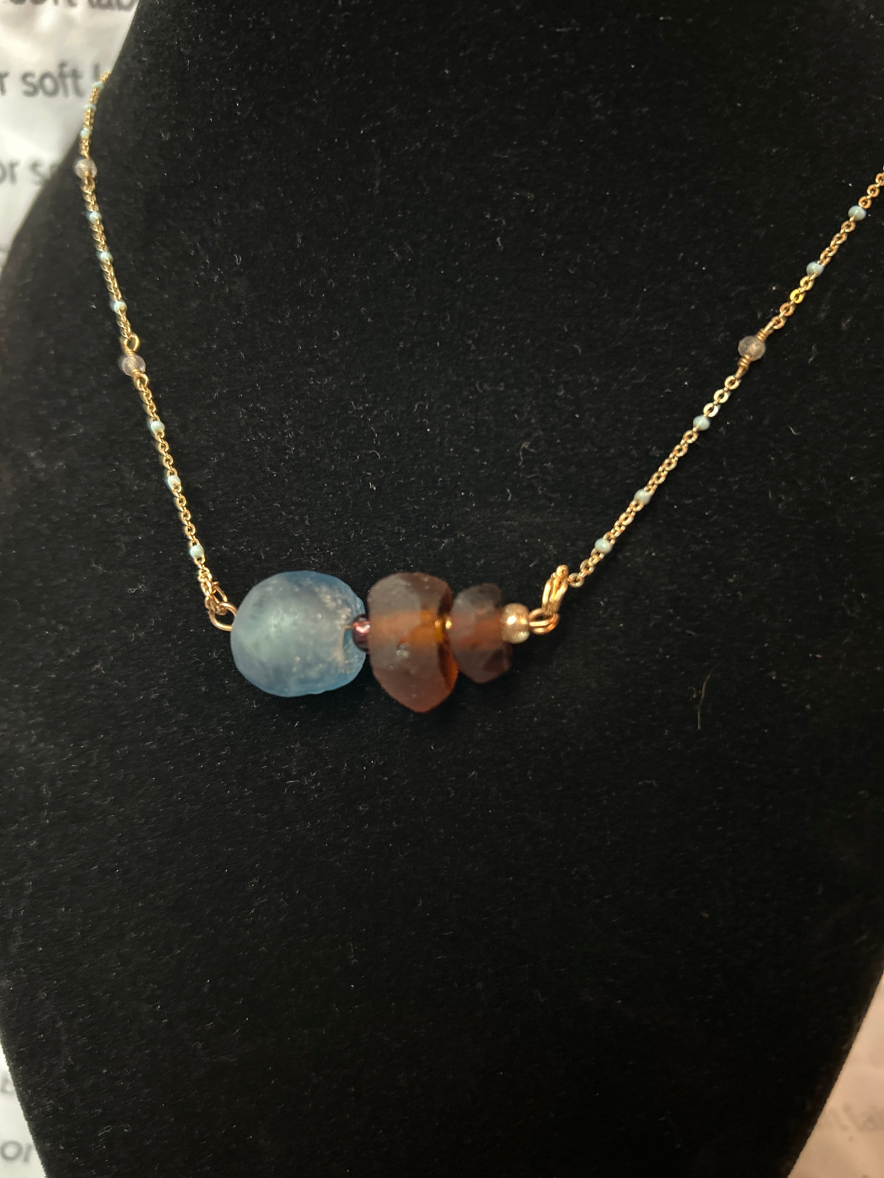 upcycled free ukraine pendant necklace (recycled glass)