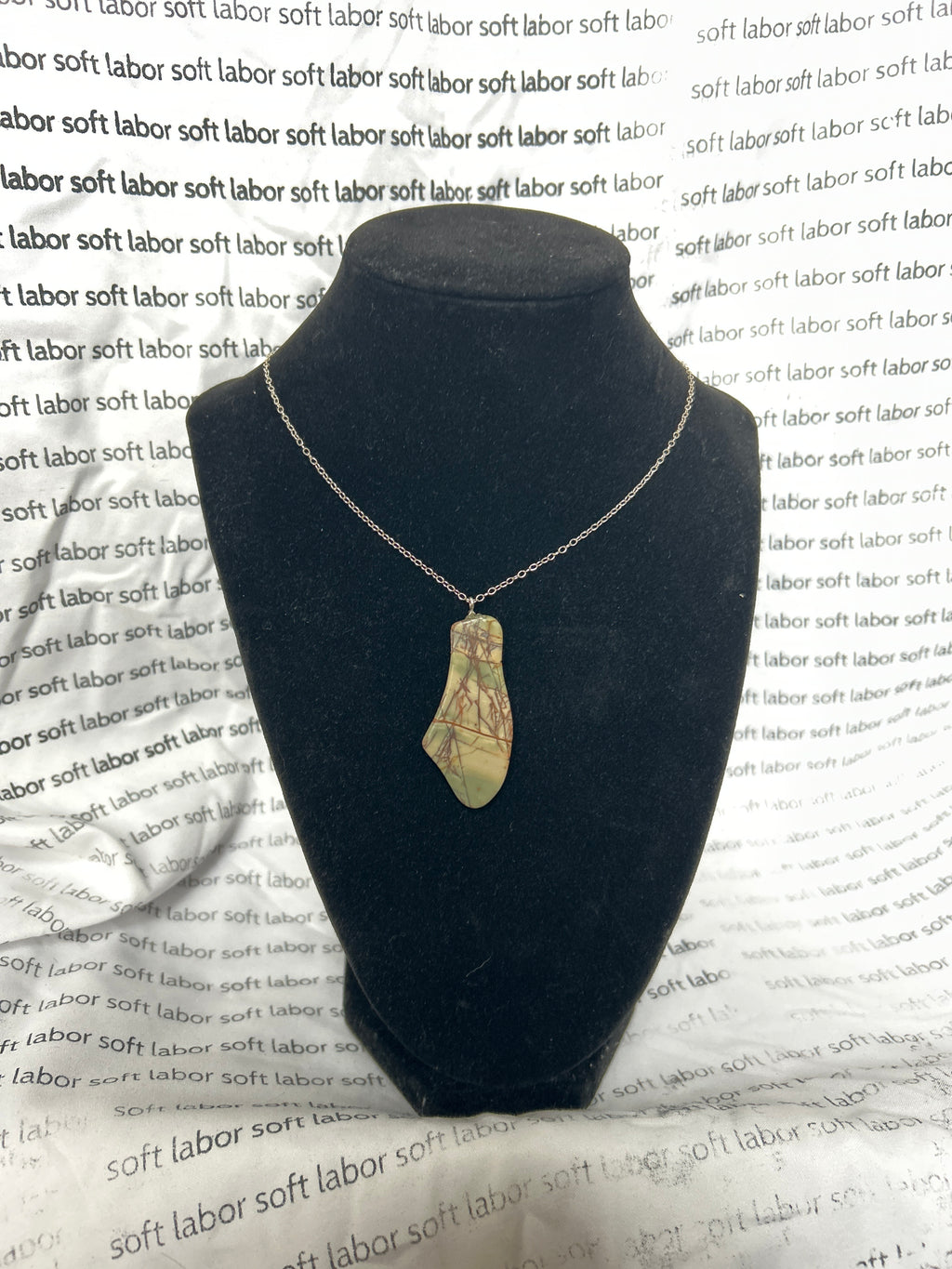 upcycled free palestine pendant necklace (sterling silver chain, jasper)