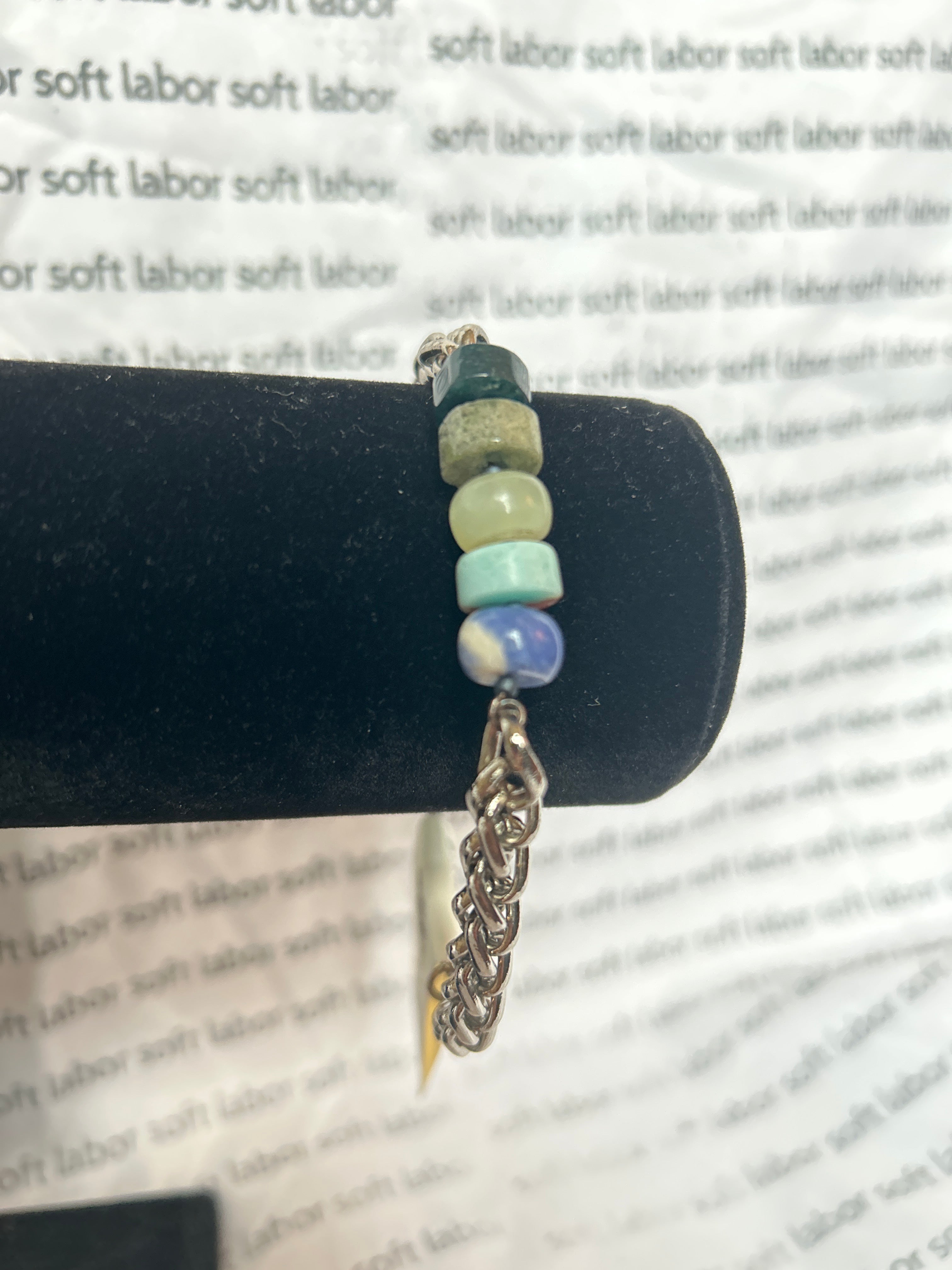 upcycled gay pride chain bracelet (jasper, sodalite)