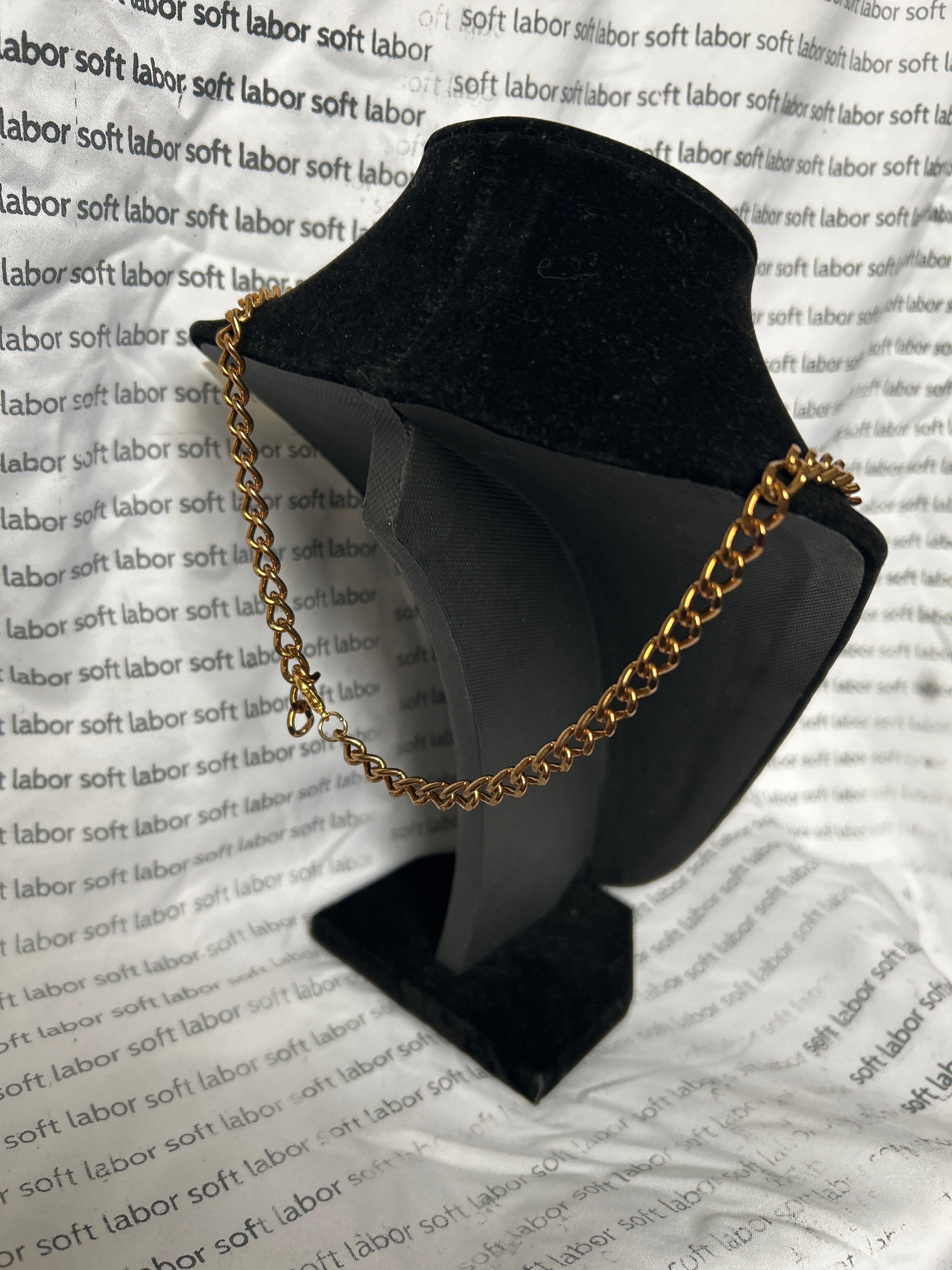 upcycled free palestine chain necklace (jasper, labradorite, quartz) with hand-stamped bar