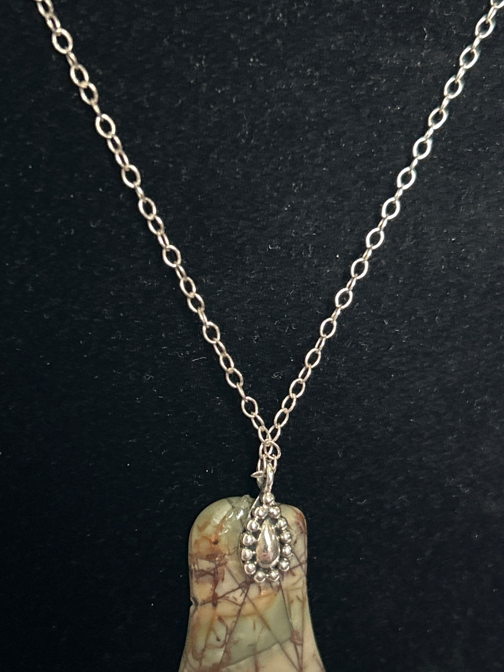 upcycled free palestine pendant necklace (sterling silver chain, jasper)