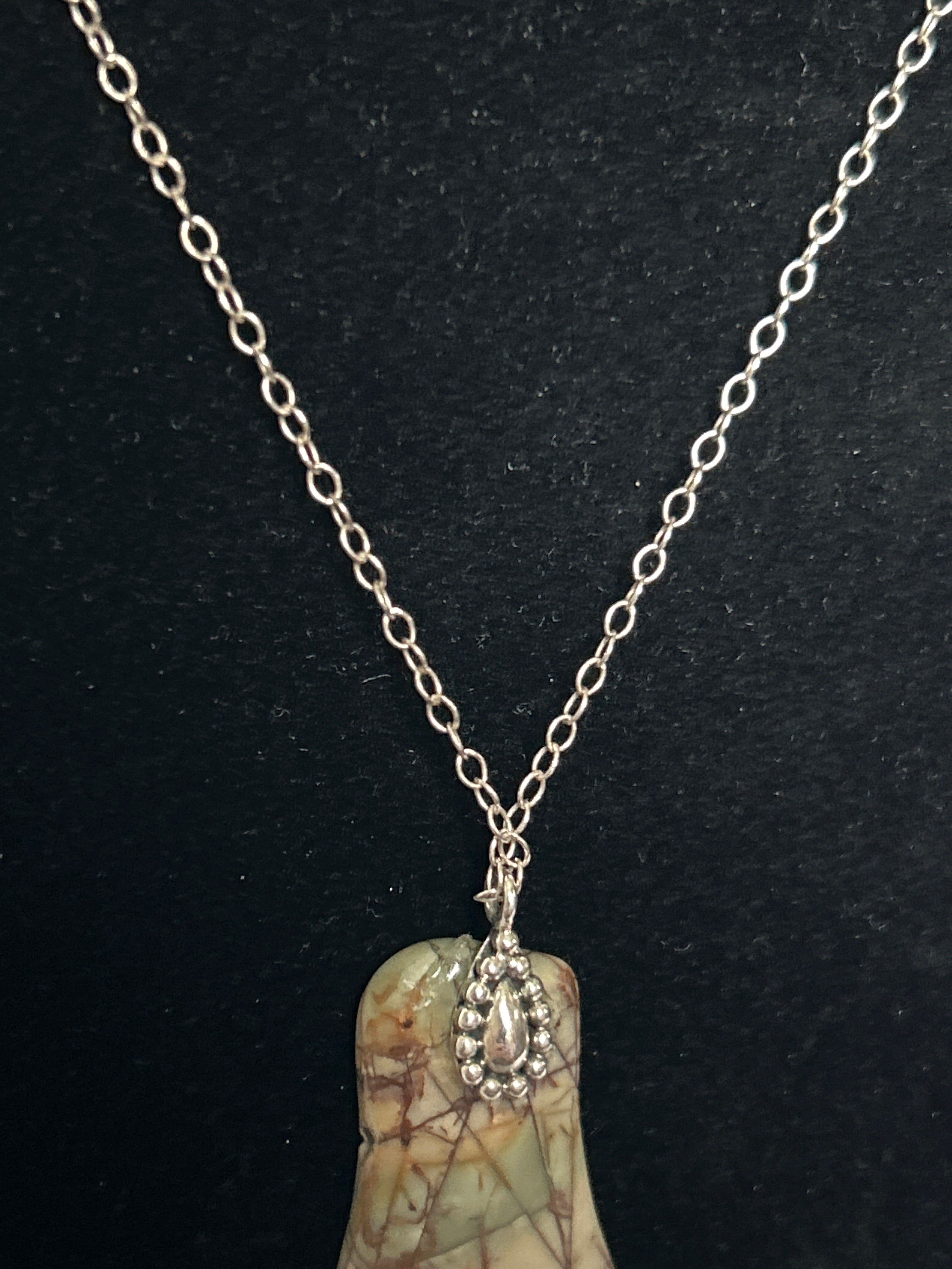 upcycled free palestine pendant necklace (sterling silver chain, jasper)