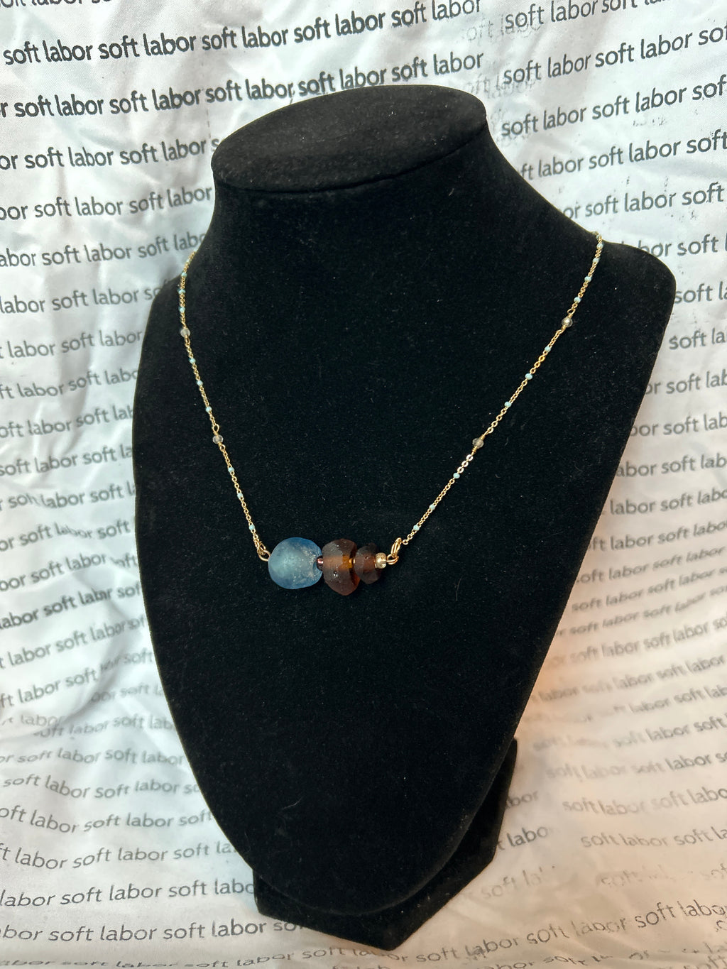 upcycled free ukraine pendant necklace (recycled glass)