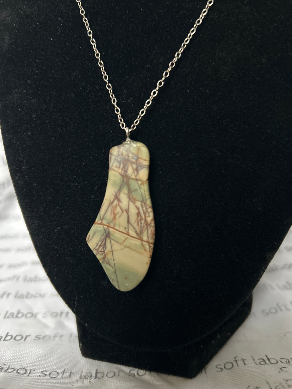 upcycled free palestine pendant necklace (sterling silver chain, jasper)